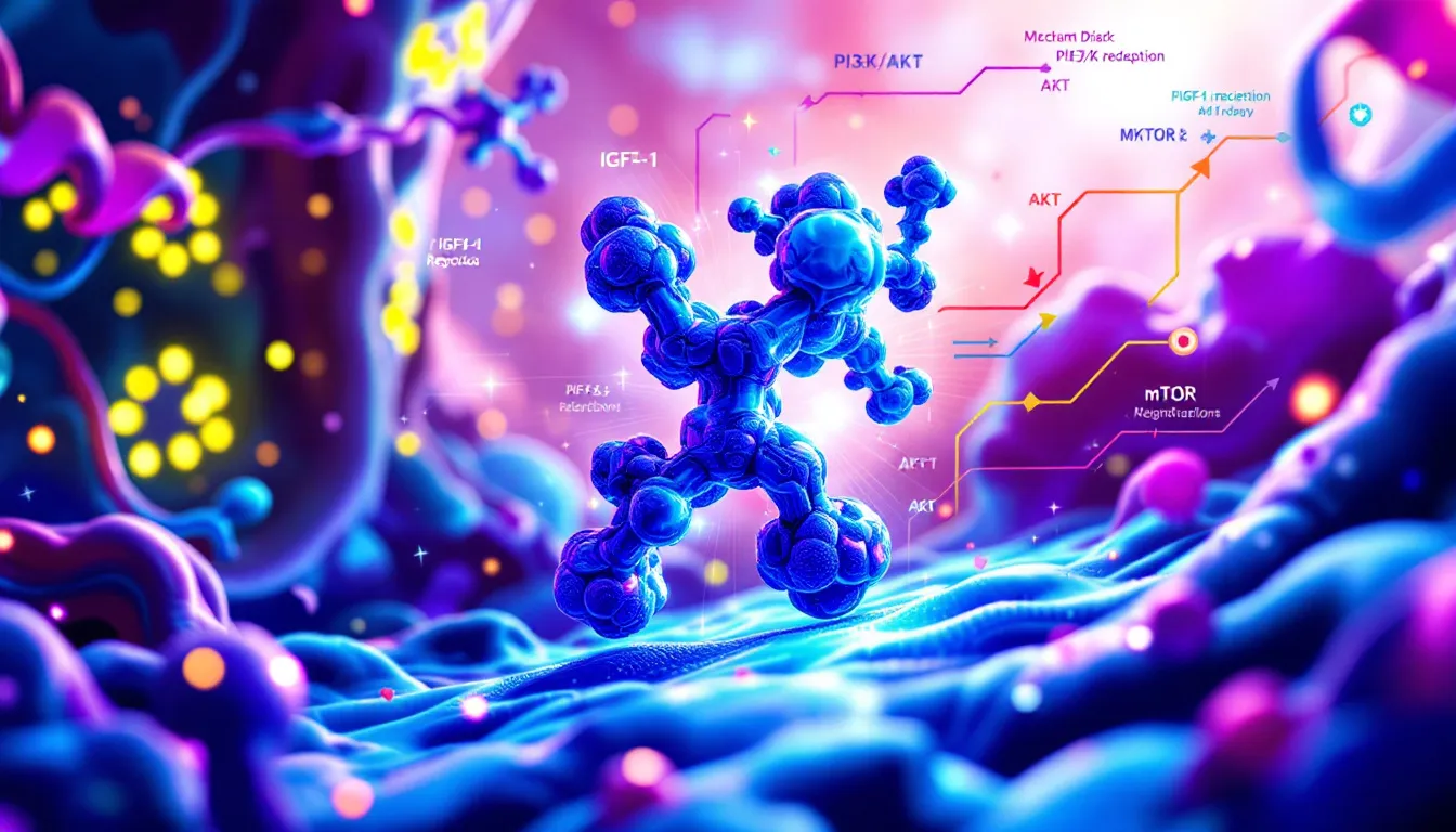 A diagram illustrating the mechanisms of action of IGF-1.