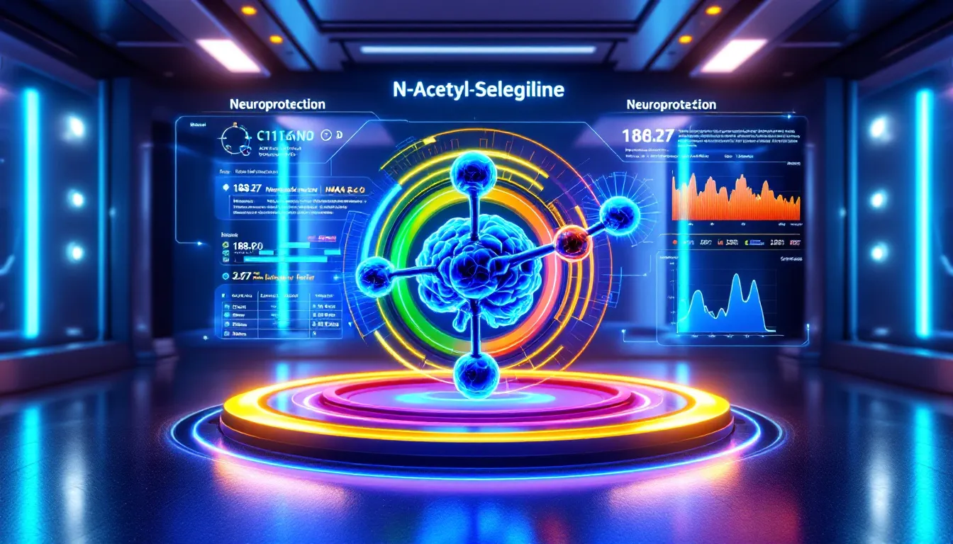 An illustration of N Acetyl Selank molecules in a scientific setting.