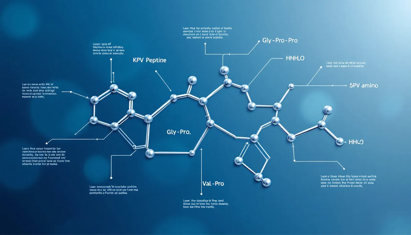 An illustration showing the structure of KPV peptide, a potent anti-inflammatory peptide.