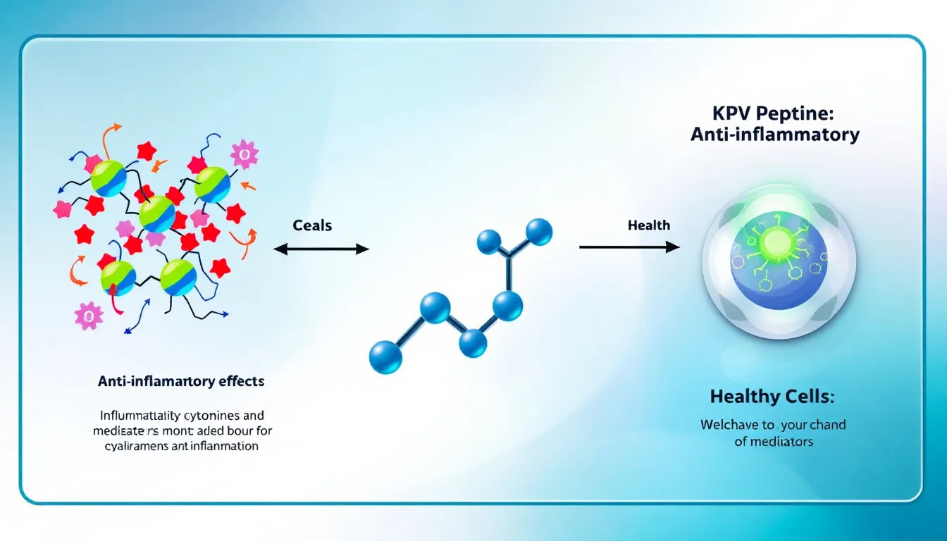 A diagram demonstrating the potential anti-inflammatory properties of KPV peptide in reducing inflammation.