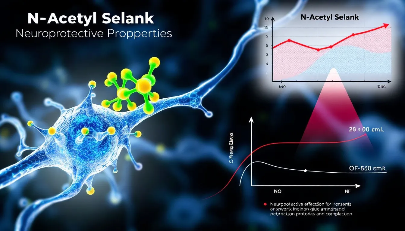 Illustration depicting neuroprotective properties of N Acetyl Selank affecting nerve cells.
