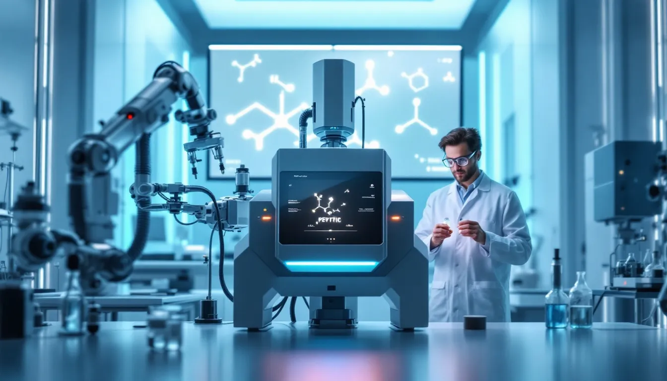 Advanced technologies used in peptide synthesis, including machinery and processes.