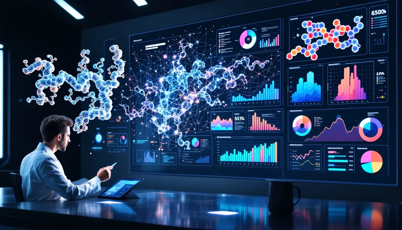 A scientist analyzing peptide drug discovery data.