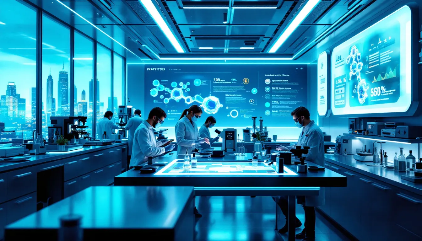 A modern laboratory setting showcasing quality assurance in peptide manufacturing.