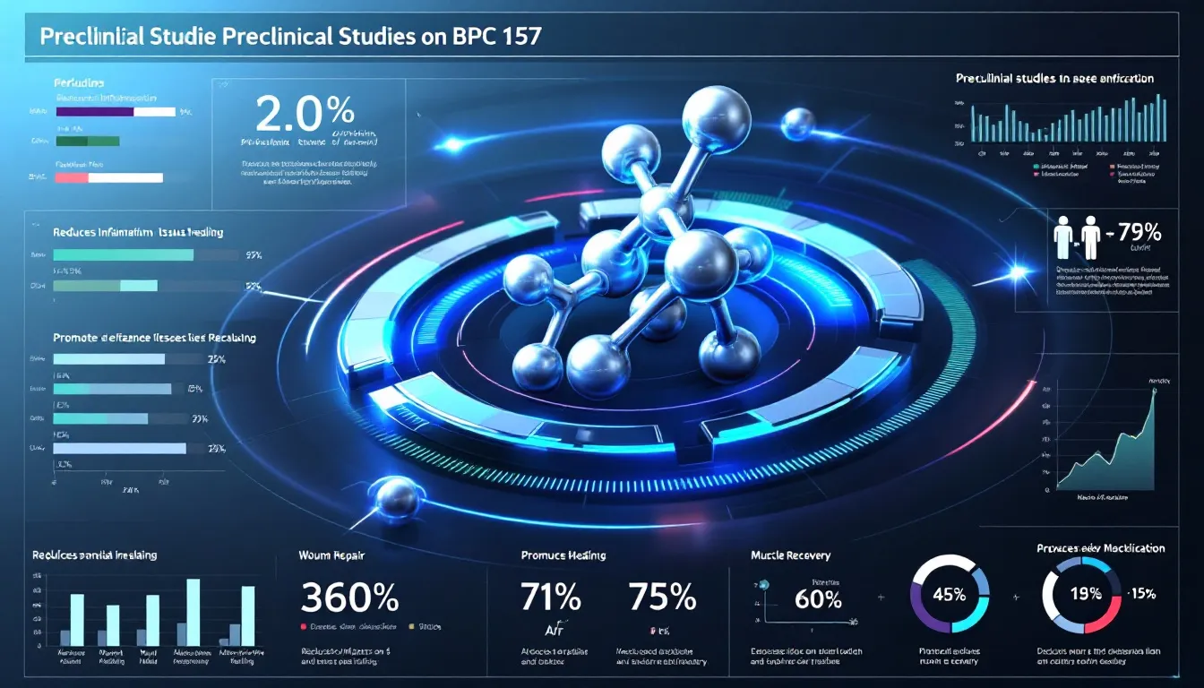 A graphical representation of preclinical studies on BPC 157 and its effects.
