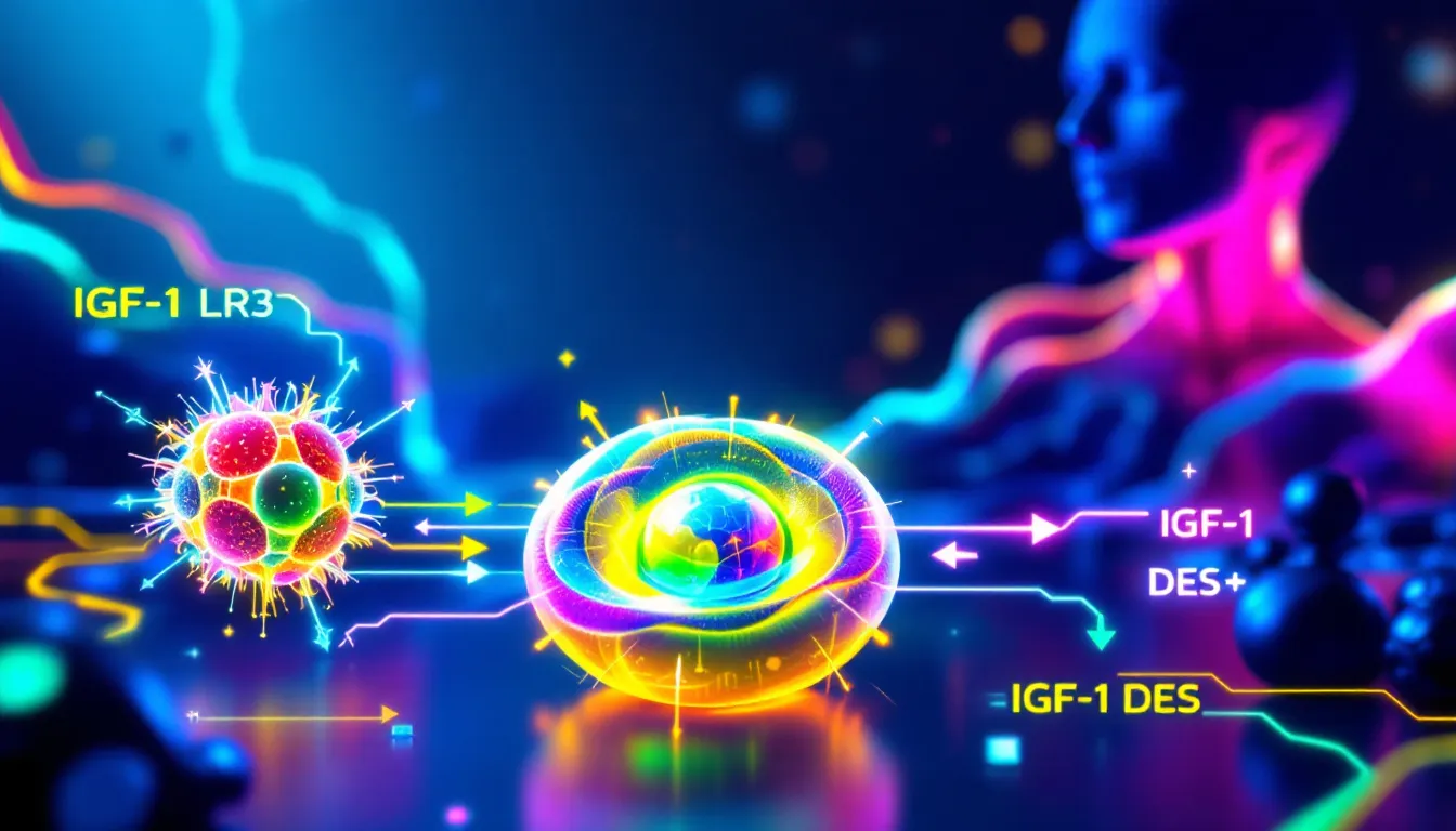 A visual representation of the benefits of IGF-1 LR3 and IGF-1 DES on muscle growth.